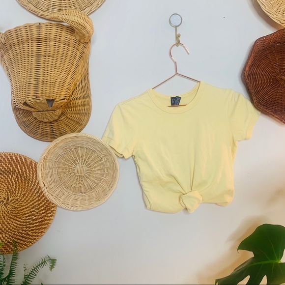 Vintage Tops - Vintage Retro 90’s GAP Yellow Cotton Crop Tee